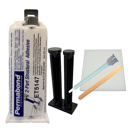 Permabond ET5147 Food Grade Epoxy Adhesive, Two-Part Bonding Kit, 40-60 Min Set Time, Off White (Hand Plunger Kit, 50ML)