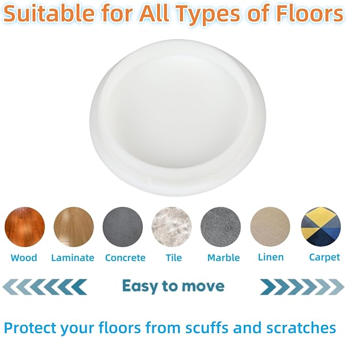 Wrought Iron Patio Furniture Feet Caps - Furnigear 1.33" Round Plastic Outdoor Chair Leg Caps, Floor Protectors for Metal Chairs & Tables, Patio Furniture Replacement Rubber Feet (24 Pack, White)