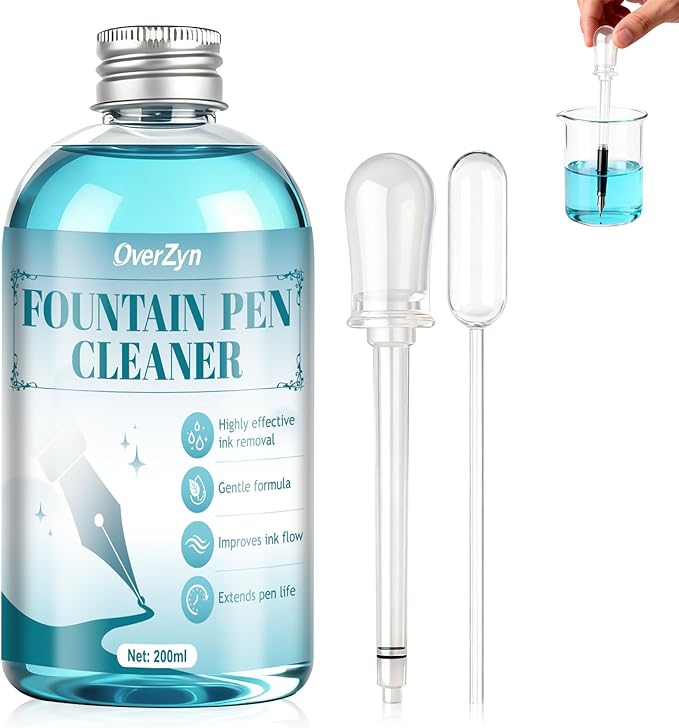 Fountain Pen Cleaning Kit, Powerful Cleaning, Prevent Clogging,6.67 oz | Suitable for Cleaning Fountain Pens, Prevents Clogging, Long Lasting Care, Safe On Nibs, Extends Pen Life