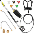24 FT Telescoping Pressure Washer Wand Extension, Aluminum Power Washer Extension Wand with Turbo Nozzle, 5 Nozzle Tips, 2 Adapters, Harness, Gutter Cleaning Tools from The Ground