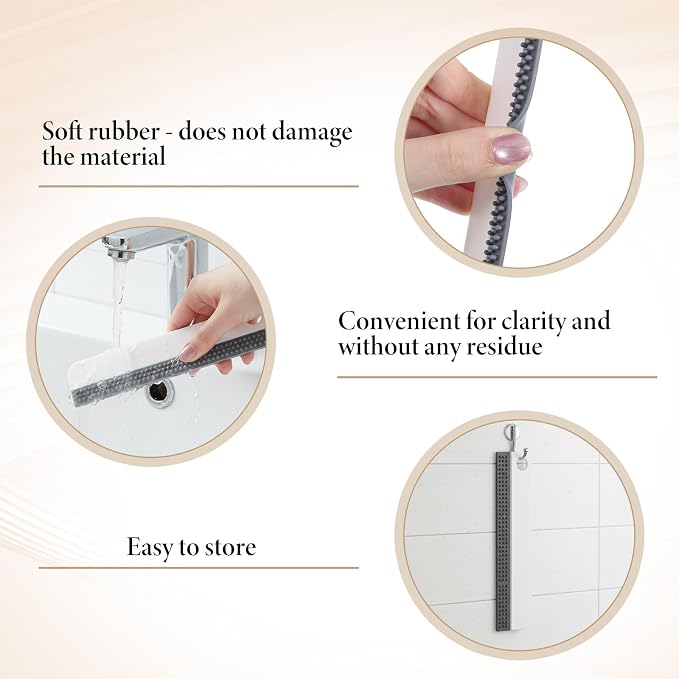 Small Rubber Squeegee 2 Pcs All-Purpose Mini Soft Rubber Window Squeegee Small Squeegees Window Scrubber Scraper for Kitchens Bathroom Shower Mirrors Car Windshield （Gray, Blue）
