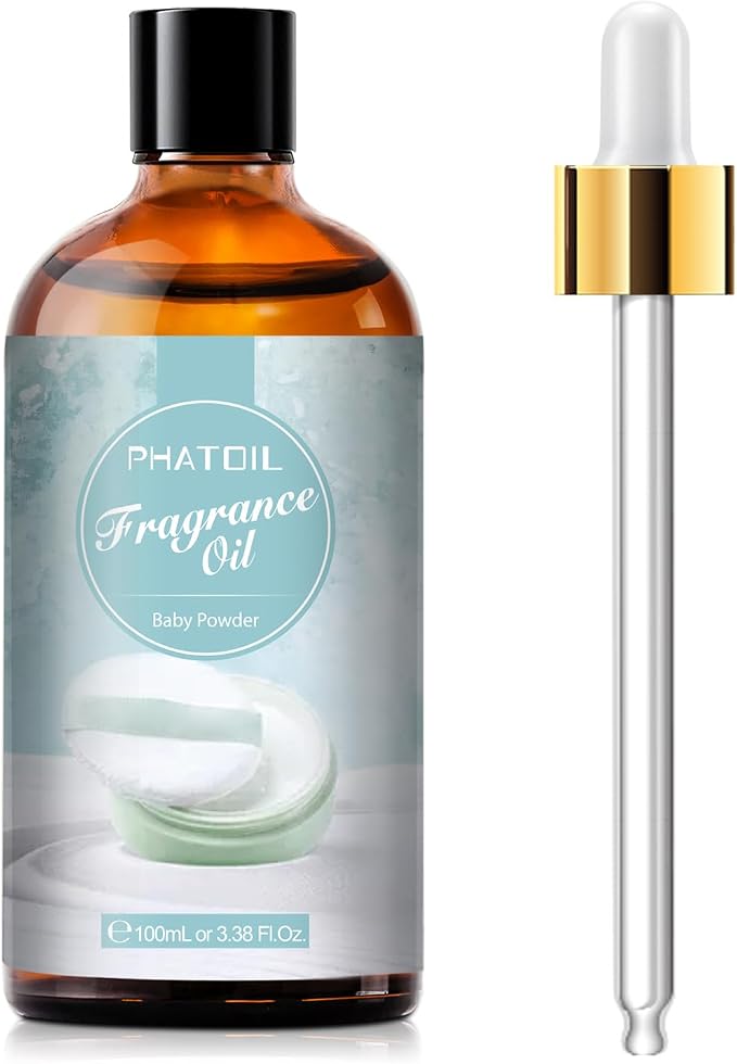 PHATOIL Baby Powder Fragrance Oil for Diffuser Aromatherapy 3.38FL.OZ | Long Lasting Scented Oils For Humidifier, Air Freshener, DIY Soap Candle, Scent Project Making, Aroma Oil for Home Freshening