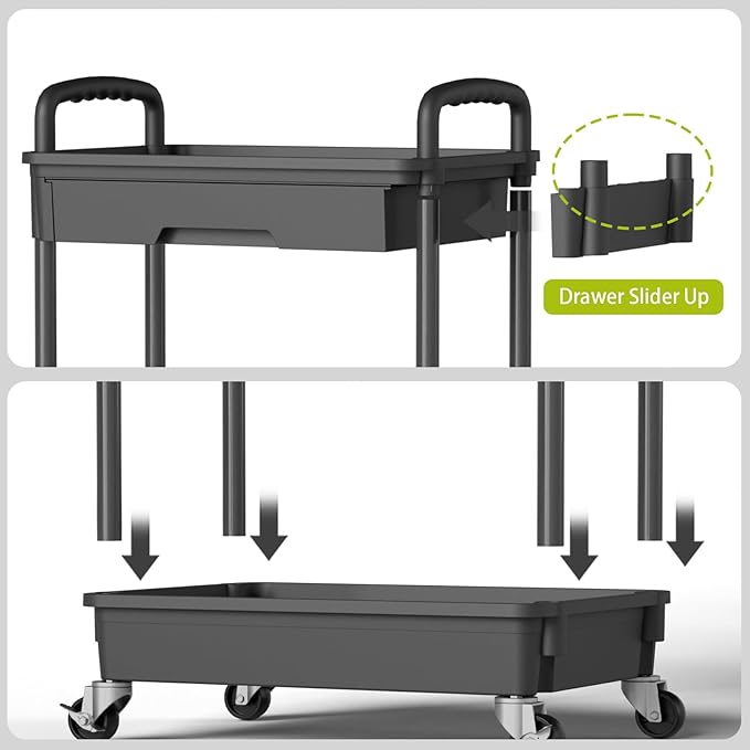 5 Tier Rolling Cart Organizer,Bathroom Cart Organizers with Wheels Laundry Room Organization Mobile Shelving Unit Utility Cart Storage Shelves Multi-Functional for Office, Home(Black)