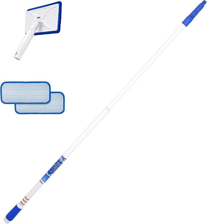Unger Speed Clean with 4ft Pole and Extra Reusable Pads, Indoor Window Cleaner, Household Cleaning Supplies, Works with Glass and Natural Cleaners and Solutions, Attracts Dust and Dirt