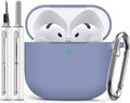 Ljusmicker for AirPods 4 Case 2024 with Cleaner Kit,Soft Silicone Protective Cover for Apple AirPods 4th Generation Cases for Women Men,for AirPod 4 Case Accessories with Keychain-Lavender