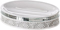 Creative Scents Mirror Damask Soap Dish for Bathroom, Decorative Dry Bar Holder, Best Dishes for Sink/Bath/Shower Decor (Gray & White)