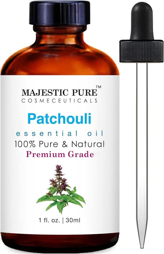 Majestic Pure Patchouli Essential Oil for Diffuser - 1 Fl Oz | 100% Natural Essentials Oils for Aromatherapy, Massage, Steam inhalation, Air Freshing, Soap and Candle Making