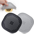 Hair Drain Catcher,Square Drain Cover for Shower Silicone Hair Stopper with Suction Cup,Easy to Install Suit for Bathroom,Bathtub,Kitchen 2 Pack (Sliver Grey Black) | Drainer Cover Silicone Hair Stopper with Suction Cups,Protector Accessories,Easy to I...