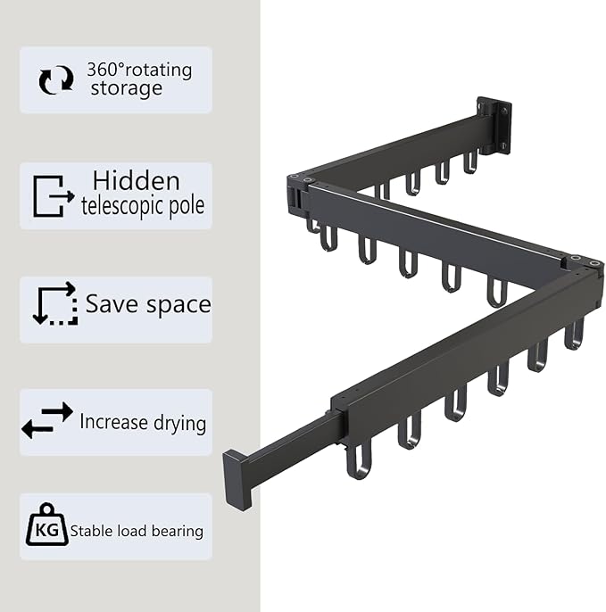 AIJALY Wall-Mounted Drying Rack for Laundry Room Organization, Sturdy Foldable and Removable Drying Rack for Laundry Room and Balcony