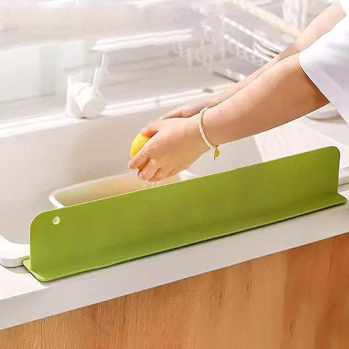 Washbasin Water Blocking Board, 16.5 Inch x 2.56 Inch x 1.9 Inch Green Silicone Splash Guard for Home (green)