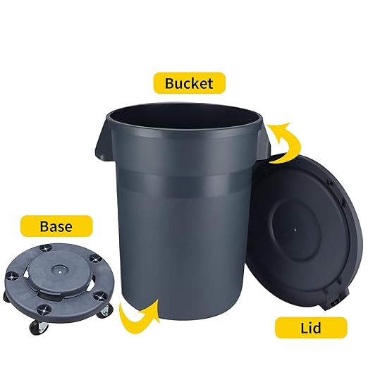 32 Gallon Outdoor Trash Can, Outdoor Trash Can with Lid and Removable Wheels, Rolling Garbage Can, Commercial Garbage Can Suitable for Restaurants, Backyards, and Garages. (1-Pack, 32 Gallon)