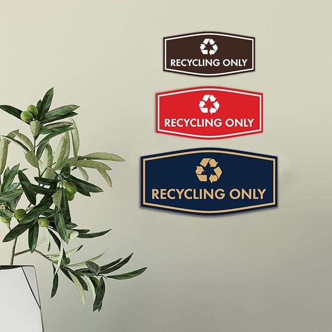 Fancy Recycling Only Sign (White) - Small