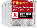 Filtrete 16x16x1 AC Furnace Air Filter, MERV 11, MPR 1000, Micro Allergen Defense, 3-Month Pleated 1-Inch Electrostatic Air Cleaning Filter, 6 Pack (Actual Size 15.81x15.81x0.81 in)