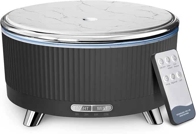 500ml Essential Oil Diffuser, Ultrasonic Aromatherapy Humidifier | with Remote Control, 7-Color LED Light, Timer & Auto Shut-Off, Cool Mist Diffuser for Home, Bedroom, Office (Black)