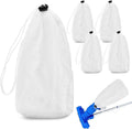 5Pcs Pool Leaf Vacuum Net Bag Fine Mesh with Locking Cord,11.4" x 5.5" Fine Mesh Filter Bags for Leaf Vacuum Pool Cleaners,for Pools Aquariums Ponds Collecting Leaves and Debris