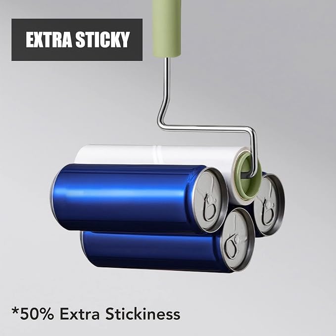 Extra Sticky Large Surface Lint Roller, 6.3''Wide Roller for Pet Hair | Long Handle Lint Remover for Couch, Furniture, Clothes, Dog & Cat Hair Remover (8 Refills / 720 Sheets)