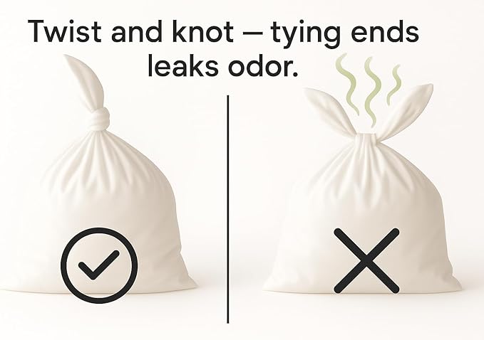 BOS Odor-Sealing Kitchen, Home & Food Small Trash Bags for Waste- Disposable Bags - Scent & Smell Free [Size XL, Color White] (90 count, Pack of 2) (100 Bags)