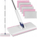 Snap Grip Mini Mop with 6 Washable Pads, Zero-Touch Flat Floor Mop for Wall | Lazy Dry Wet Mops with 47" Handle, Dust Mop Household Items for Floor Cleaning Window Ceiling Home Kitchen Bathroom