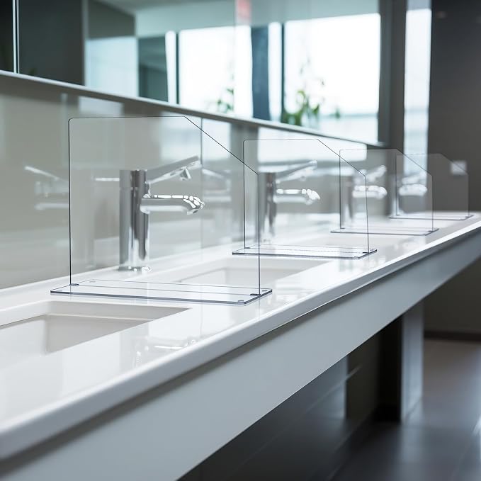 Vesici 2 Pcs Clear Acrylic Sink Splash Guard Freestanding Panel Barrier with Easy Reach Cutaway Kitchen Guard Protective Splatter Barrier for Home Hospital(19" Length, 18" Height, 4.5" Base)