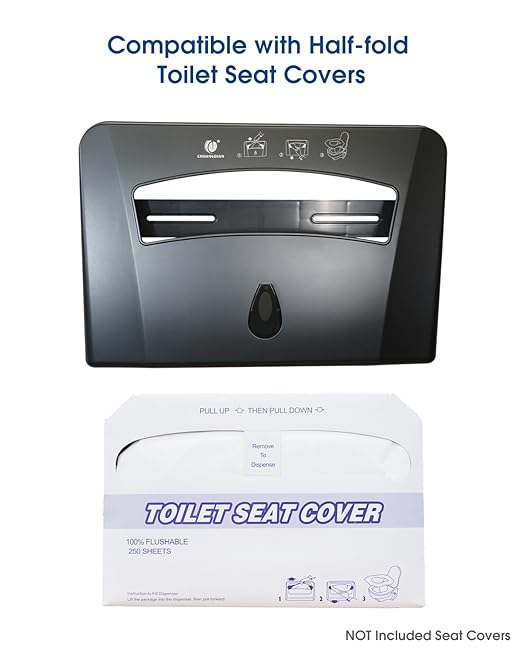 Toilet Seat Cover Dispenser, Wall Mounted Toilet Seat Cover Disposable Paper Holder, Half Fold for Commercial&Residential Use, CHUANGDIAN, Dark Grey