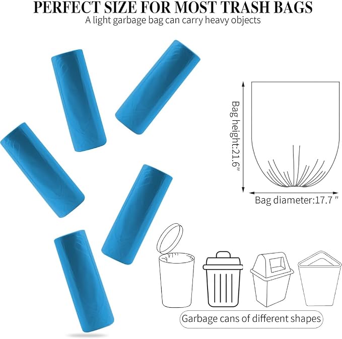 5 Rolls Small Trash Garbage Bags, 4 Gallon 100 Counts (Blue) | Strong Thin Material Disposable Kitchen Garbage Bags, Durable Plastic Trash Bags for Office Home Bedroom Garden Waste Bin