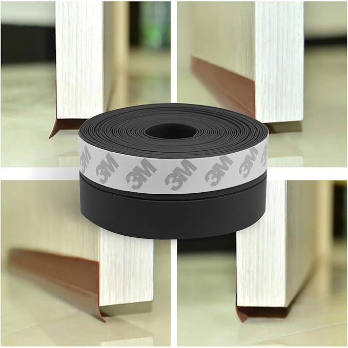 TAROSE Weather Stripping, Silicone Door Seal Strip Door 16 Feet Long Black (Width 35mm)