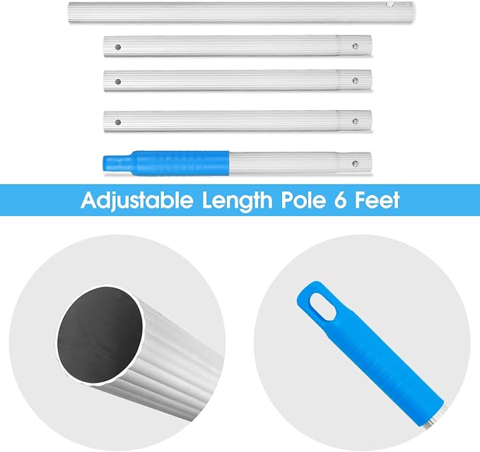 TidyMister Pool Leaf Skimmer Net Ultra Fine Mesh with Aluminum Poles 6Ft Swimming Pool Cleaning Net Leaf Catcher for Above Ground Pools Inground Pools