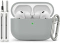 Full-Coverage dustproof Design for AirPods Pro 3 Case Cover with Cleaner Kit, Soft Silicone Cover for AirPods Pro 3rd Generation Comes with Keychain,Suitable for 3rd Generation Case,Gray