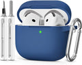 for AirPods 4 Case 2024 with Cleaner Kit & Keychain-Midnight Blue | Silicone Protective Cover for Apple AirPods 4th Generation Case,for Women Men,One-Piece Design,Shockproof,Dust Proof