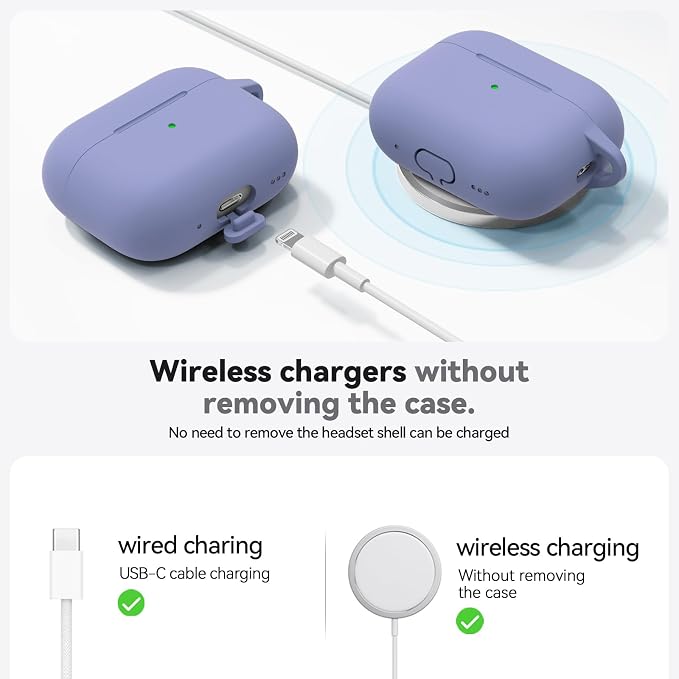 Ljusmicker for AirPods Pro 3 Case 2025 with Cleaner Kit,Lavender | Soft Silicone Protective Cover for Apple AirPod Pro 3rd Generation Case with Keychain for Women Men,Shockproof