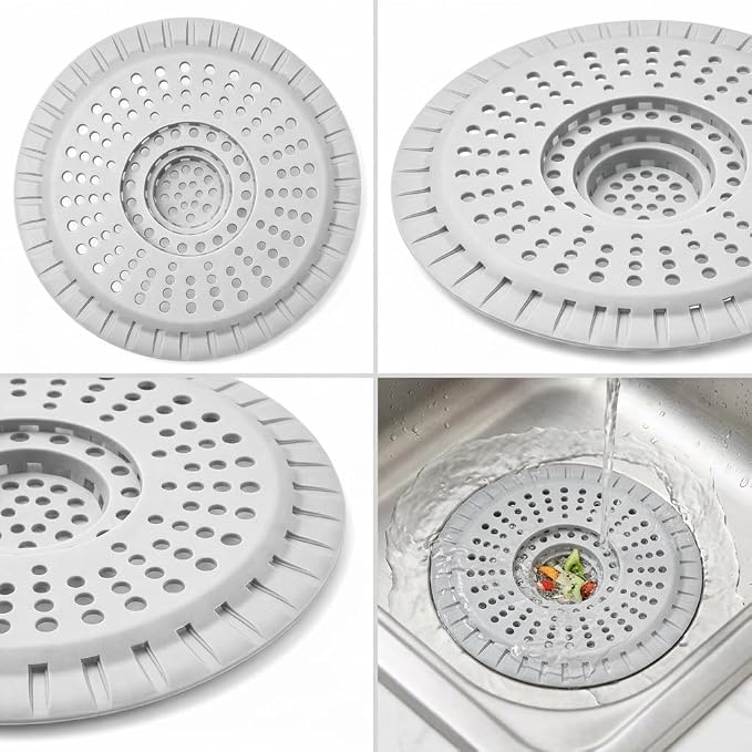 Silicone Shower Drain Hair Catcher,Anti-Clogging Pet Hair & Debris | Hair Stopper Drain Strainer for Bathroom Sink & Bathtub, Cover & Trap for Most Tubs, Stays in Place, Ease of Cleaning,3 Pack