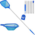 Pool Skimmer Net with Telescopic Pole – Fine Mesh for Leaves, Dust, Debris – Lightweight Safe-Edge Extendable 2.6–5.7 ft Aluminum Handle for Pools, Spas, Hot Tubs, Ponds & Garden Water