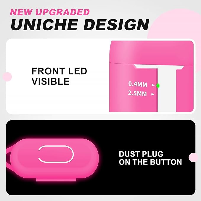 for AirPods Case Cover, Come with Cleaner Kit, Soft Silicone Protective Cover with Buckle, Compatible with Apple AirPods 2nd 1st Generation Charging Case, Front LED Visible, Luminous Pink