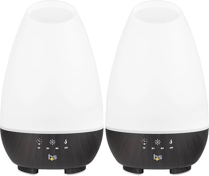 HealthSmart Essential Oil Diffuser, 500ML, Large Room Coverage | Adjustable Timer | Multiple Mist Modes | 7 LED Colors | Pack of 2