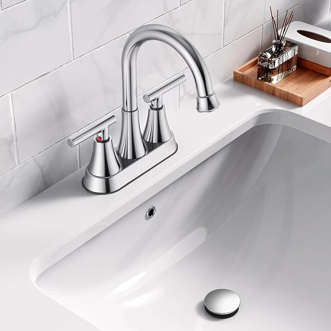 Bathroom Sink Drain with Overflow with Hair Catcher Anti-Clog Sink Strainer | Hurran Bathroom Sink Stopper for 1.65-1.9" Hole, Plastic Pop-up Drain for Bathroom Vanity Vessel Sink, Chrome, 2 Pack