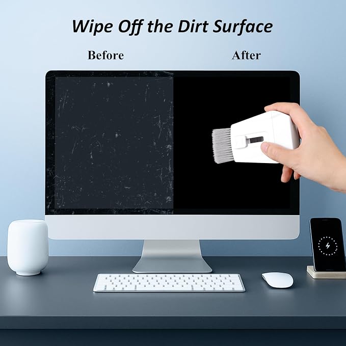 Keyboard Cleaner Brush, Portable for Laptop, Electronics, Home Office Use | High-Density Soft Brush, Retractable Design, Deep Cleaning Screen Spray, Microfiber Polishing Cloth, Multi-Surface Cleaning