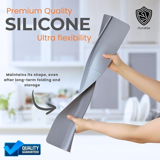MessOut Sink Splash Guard | Premium Korean Silicone | 3 Practical Sizes for Maximum Coverage |Solution for Mess Free Dish-washing | Super Strong Suction to nearly all Shelf-tops.