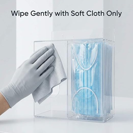 QWORK Acrylic Mask and Glove Dispenser Box 2 Pack – Space-Saving Double Compartment Holder