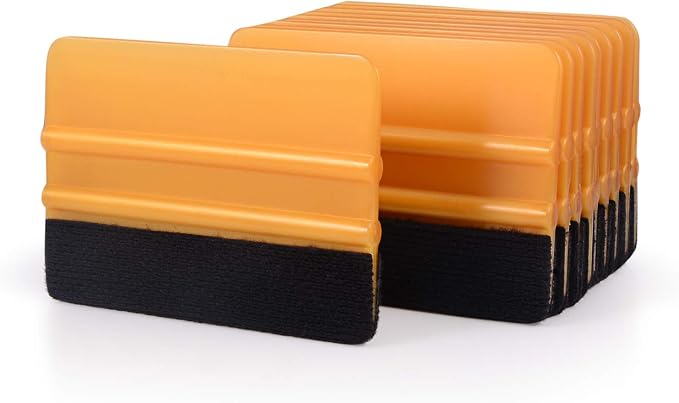 EHDIS 10pcs Vinyl Squeegee 4 Inch Car Vinyl Scraper Decal Applicator Window Tint Wallpaper Smoothing Tool with Black Fabric Felt Edge -Gold