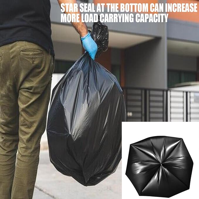 2-4 Gallon Trash Bags, 400 Count Black Garbage bags, Small Trash Can Bin Liners for Bathroom, Office, Industrial, Commercial, Janitorial, Municipal, Recycling