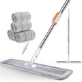 Flat Dust Mop 32 in Commercial Microfiber Mop Floors Heavy Duty | Large Mop with 4 Premium Microfiber Cloths Wet mop Washable Reusable Pads Adjustable Long Handle