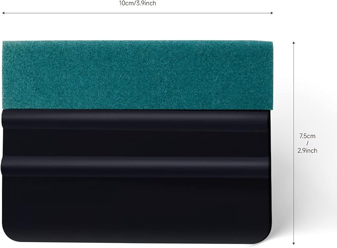 FOSHIO Vinyl Wrap Squeegee 4 Inch with Micro Fiber Suede Felt Edge, Scraper for Window Tinting, Sign Making and Sticker Wrap Application Tools, Pack of 3 Black Felt Squeegee for Vinyl
