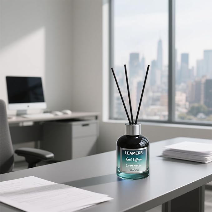 Lavender Reed Diffusers for Home, 4 oz (120mL) Aromatherapy for Relaxation & Air Freshener. Perfect for Home, Bathroom, Office & Room Decor, Calming Botanical Scent
