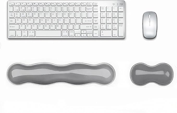 Update Gel Keyboard Wrist Rest & Mouse Wrist Rest Set – Silicone Wrist Support Pad for Pain Relief, Effortless Typing, Gaming, Computer, Laptop, Office – Anti-Slip Base, Easy to Clean