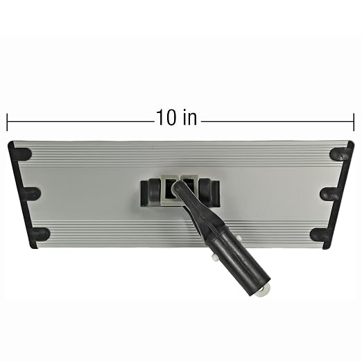 CleanAide Flat Mop Plate Frame for 10" Microfiber Pads, Commercial-Grade Aluminum with 360° Swivel, Hook and Loop Fastening, Lightweight and Durable, Gray, 10" Frame, 10 Inches