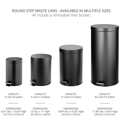 mDesign Small Modern 1.3 Gallon Round Metal Lidded Step Trash Can, Compact Garbage Bin with Removable Liner Bucket and Handle for Bathroom, Kitchen, Craft Room, Office, Garage - Soft Brass, 5 liter