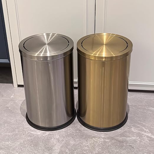 4.8GALStainless Steel Bathroom Trash Can with Lid, Silver Trash Can with Flipping Lid, Garbage cans for Kitchen，Living Room,Dental Office，Hotel,Guest Room(4.7gal-Silver)