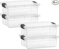 Superio Clear Storage Boxes with Lids, 1.27 Quart Plastic Container Bins for Organizing, Stackable Crates, BPA Free, Non Toxic, Odor Free, Organizers for Home, Office and Dorm, 4 Pack