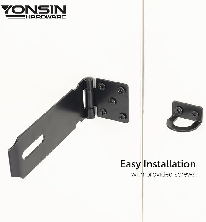 5" Door Padlock Safety Hasp Latch 2 Pcs, Door Hasp Clasp Lock Gate Shed Hasp Latch Lock for Door WindowCabinet Pet Cage Toolbox Shed Fence, 304 Stainless Steel, Matte Black Finish
