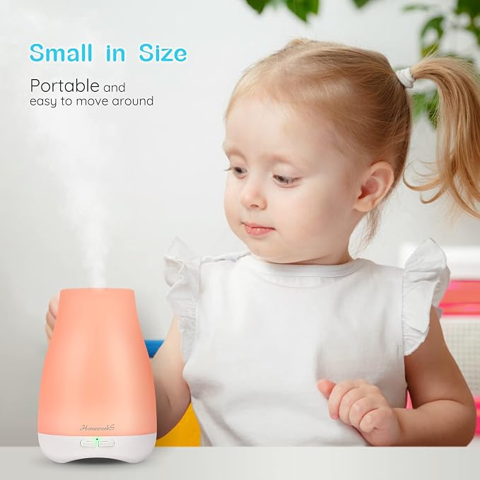Homeweeks Essential Oil Diffuser for Room 100 ML 1 Pack | Aromatherapy Scent Diffuser Adjustable Mist Mode, Cool Mist, Auto Off Ultrasonic Aroma Fragrance Diffuser for Bedroom Office